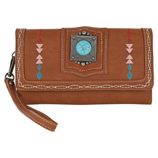 Wristlet Wallet – Western Turquoise Concho & Embroidery