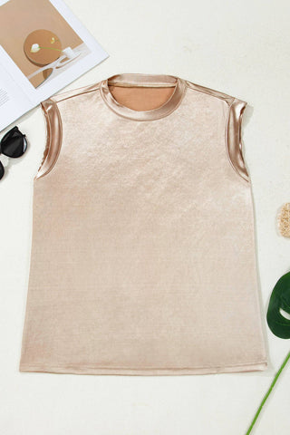 Metallic Gold Round Neck Tank Top – Eye-Catching Shimmer Style
