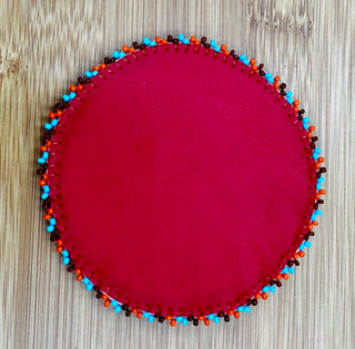 Handmade beaded White native style Aztec 3 inch rosette/applique