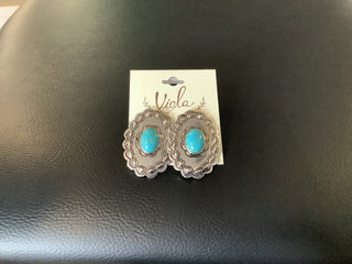 Turquoise Stone Concho Earring