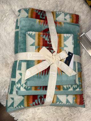 Southwestern Aqua 3-Piece Towel Set