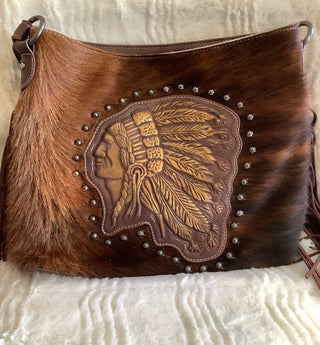 Indian chief Hair and Hide conceal carry purse