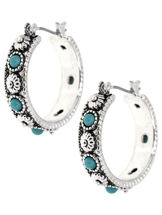 Navajo Style Texture Hoop Earrings