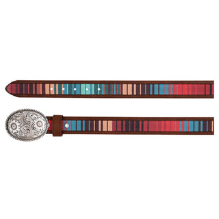 Western Serape Stripe Leather Belt