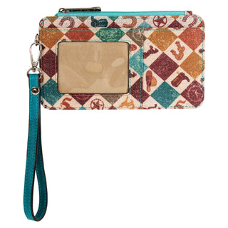 Western Icons Canvas Card Organizer Wristlet