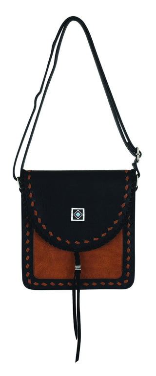Black & Tan Western Crossbody Whipstitch & Tassel Style