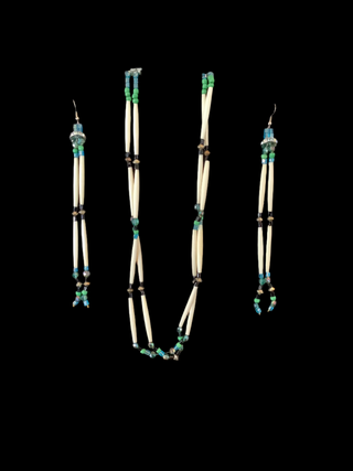 Authentic Dentalium necklace and earrings set