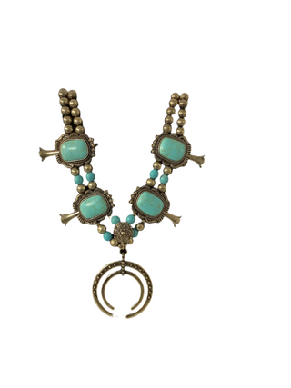 Turquoise & Brash Squash Blossom necklace