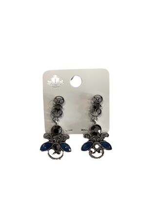 Vintage Blue & Black Drop Earrings