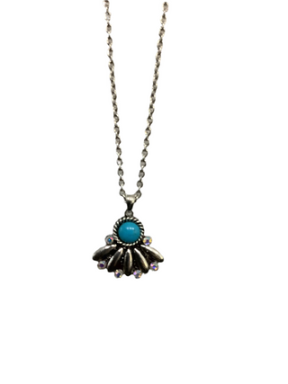 Turquoise Fan Pendant Necklace Set