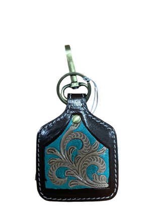 Leather Cattle Tag Keychain