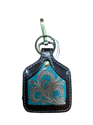 Leather Cattle Tag Keychain