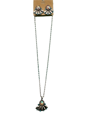 AB Fan Pendant Necklace & Earring Set