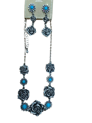 Rose and Turquoise Necklace Set