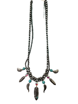 Western Turquoise Feather Necklace
