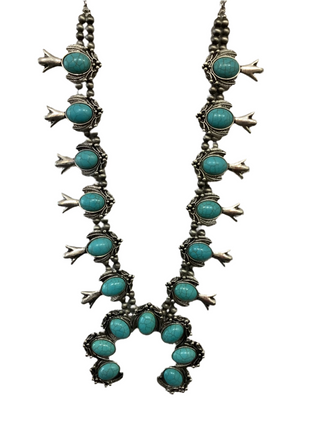 Turquoise squash blossom necklace set
