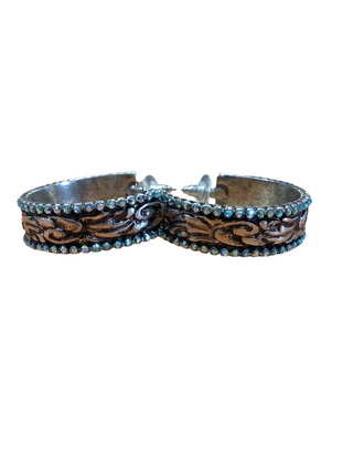 Western Filigree glass stone hoop earrings