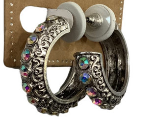 Western AB stone hoop earrings