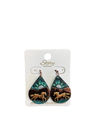 Horse sun metal earrings