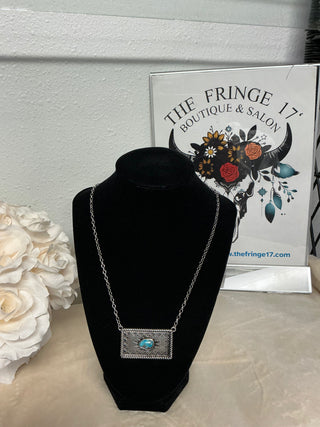 Turquoise Taos Trails Silvertone Western Necklace