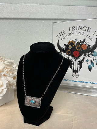 Turquoise Taos Trails Silvertone Western Necklace