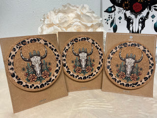 Wildcarded Steer Cork Coaster