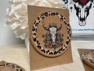 Wildcarded Steer Cork Coaster