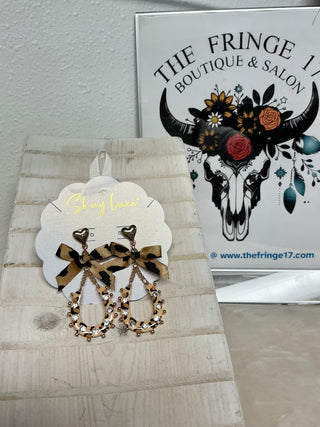 Printed Horseshoe Goldtone Earrings