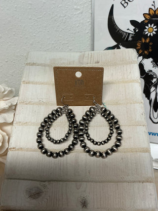 Nightfall Turquoise Silver & Pearl Teardrop Earrings