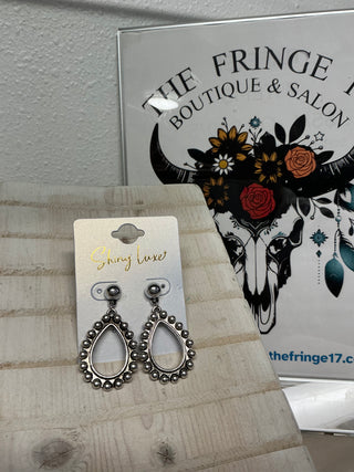 Shiny Luxe Silverstone Studded Teardrop Earrings