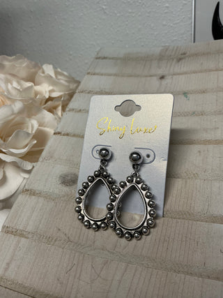 Shiny Luxe Silverstone Studded Teardrop Earrings