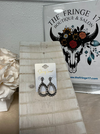 Shiny Luxe Silverstone Studded Teardrop Earrings