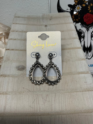 Shiny Luxe Silverstone Studded Teardrop Earrings