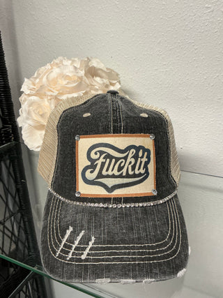 Fuck It Bling Rhinestone Distressed Trucker Hat | Eye-Catching Western Style