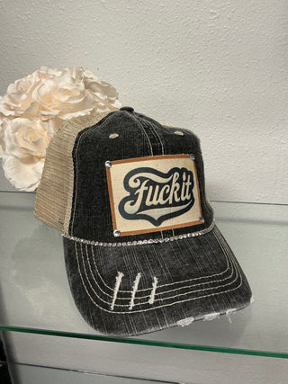 Fuck It Bling Rhinestone Distressed Trucker Hat | Eye-Catching Western Style