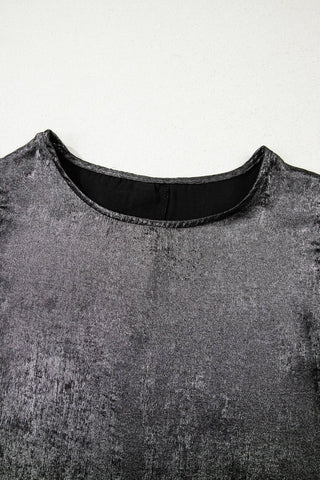 Metallic Ruffle Trim Sleeveless Top – Eye-Catching Shimmer Style