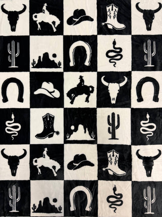 Western Checkered Print King Size Super Soft Plush Blanket