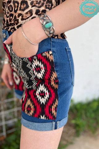Patched Up Shorts – Leopard & Aztec Long Denim