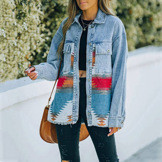 Women's Aztec Oversized Denim Jacket