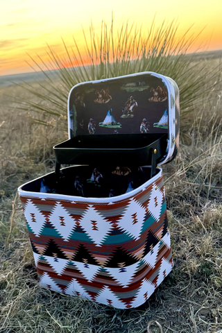 Wild Plains Western Makeup Box — Aztec & Southwest Style Organizer