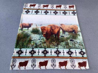 Western Throw Blanket; Longhorns and Dreamcatchers