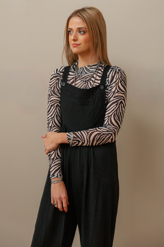 Night Sky Black Raw Hem Jumpsuit