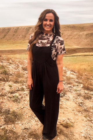 Night Sky Black Raw Hem Jumpsuit