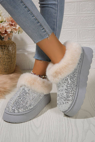 1 the Woman - Sequin Plush Lined Thick Sole Snow Boots