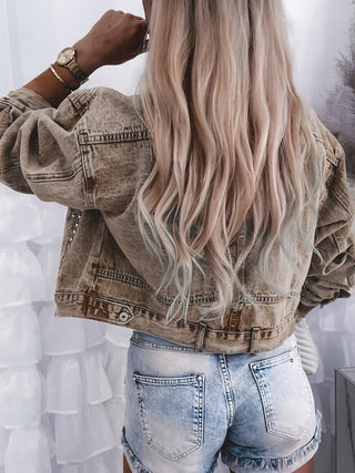 Women's Studded Cropped Denim Jacket – Vintage Western Streetwear Style