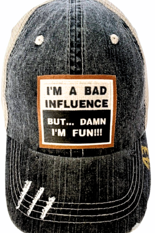 Western Distressed Trucker Hat – "I'm a Bad Influence"