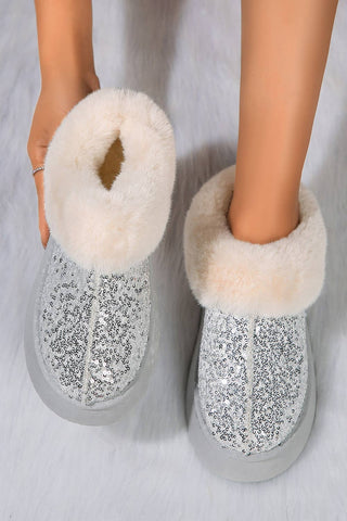 1 the Woman - Sequin Plush Lined Thick Sole Snow Boots