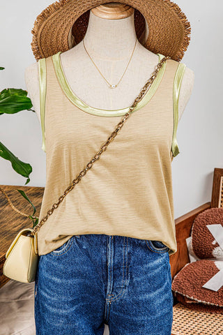 Metallic Sheen Edge Scoop Neck Tank Top