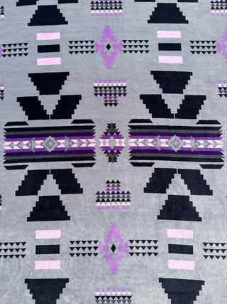 Gray & Purple Southwest Aztec Super Soft Blanket