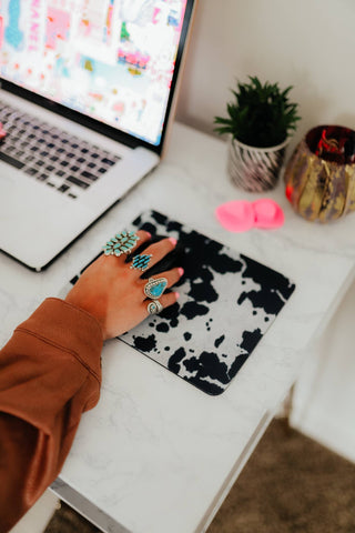 Black Cowhide Mouse Pad | Western Style Desk Accessory